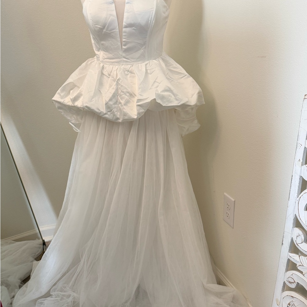 Elegant White Peplum Gown